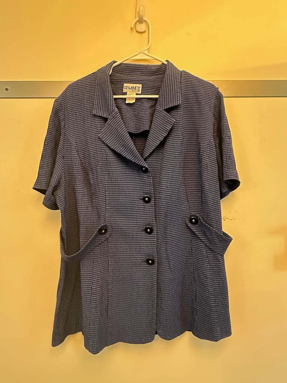 Vintage Gemini II Blazer Size 20 Blue Houndstooth Short Sleeve